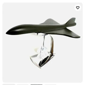 METAL Green Aviation Aircraft Plane Airplane On Stand Toy Art Deco Shelf Decor